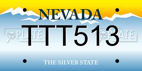 TTT513 Nevada License Plate