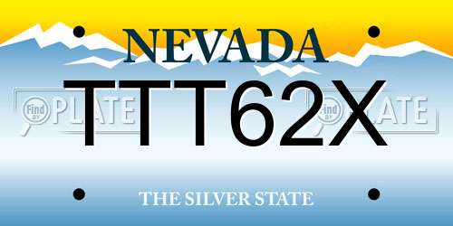 TTT62X Nevada License Plate