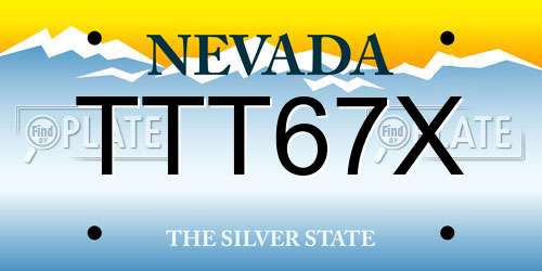 TTT67X Nevada License Plate