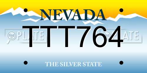 TTT764 Nevada License Plate