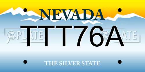 TTT76A Nevada License Plate