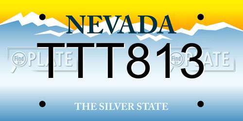 TTT813 Nevada License Plate