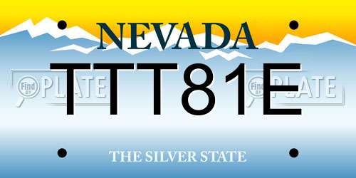 TTT81E Nevada License Plate