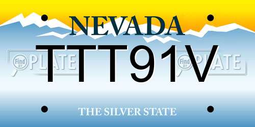 TTT91V Nevada License Plate