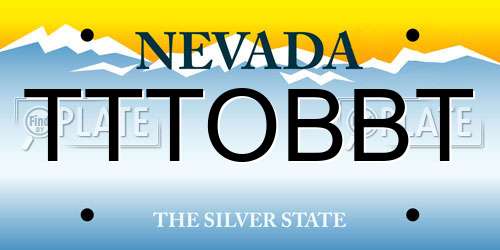 TTTOBBT Nevada License Plate