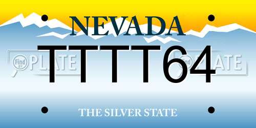 TTTT64 Nevada License Plate