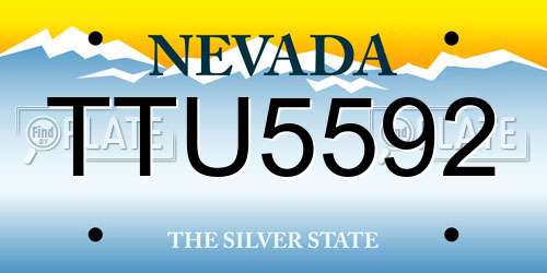 TTU5592 Nevada License Plate