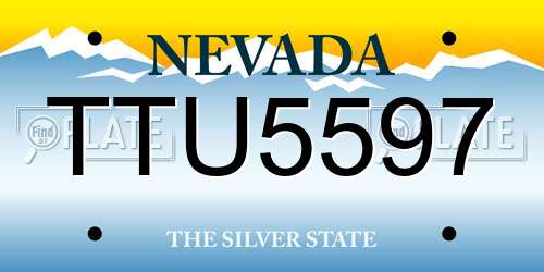 TTU5597 Nevada License Plate