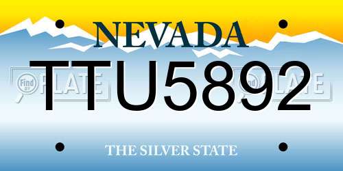TTU5892 Nevada License Plate