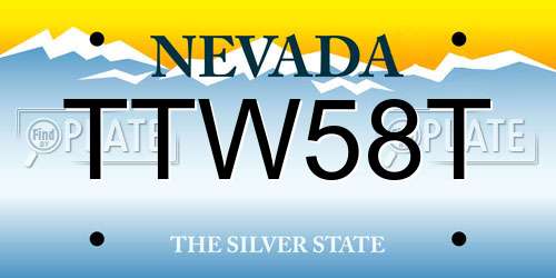 TTW58T Nevada License Plate