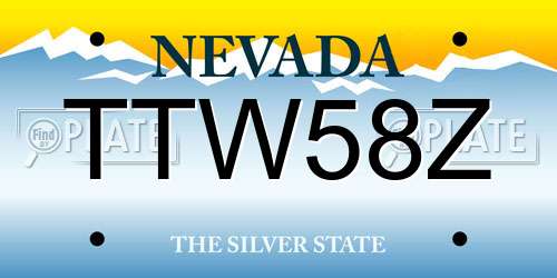 TTW58Z Nevada License Plate