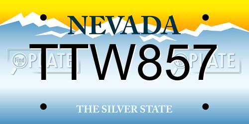 TTW857 Nevada License Plate