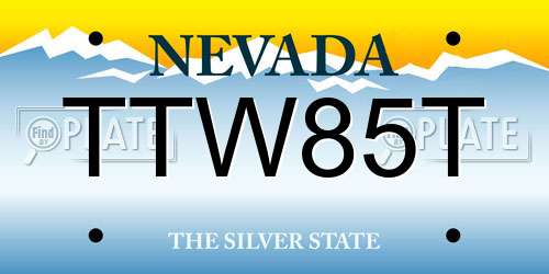 TTW85T Nevada License Plate