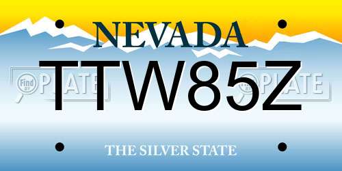 TTW85Z Nevada License Plate