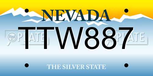 TTW887 Nevada License Plate
