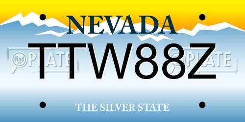 TTW88Z Nevada License Plate
