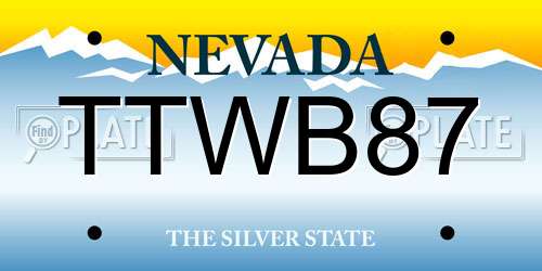 TTWB87 Nevada License Plate