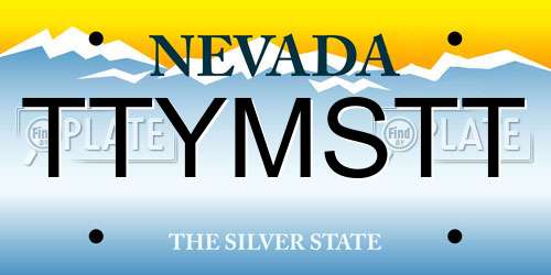 TTYMSTT Nevada License Plate