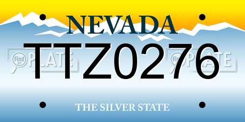 TTZ0276 Nevada License Plate