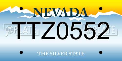 TTZ0552 Nevada License Plate