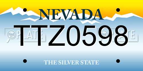 TTZ0598 Nevada License Plate