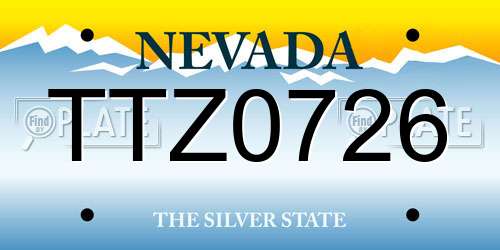 TTZ0726 Nevada License Plate