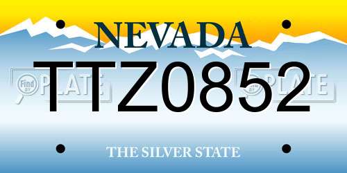 TTZ0852 Nevada License Plate