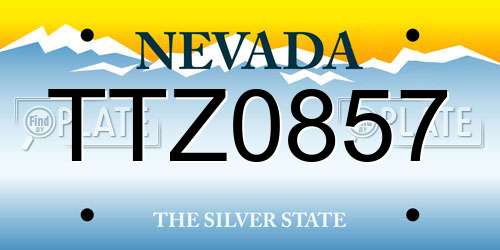 TTZ0857 Nevada License Plate