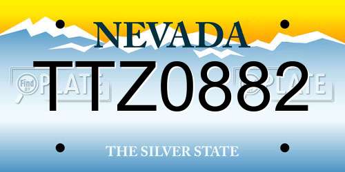 TTZ0882 Nevada License Plate