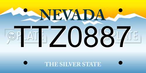TTZ0887 Nevada License Plate
