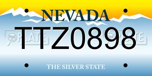 TTZ0898 Nevada License Plate