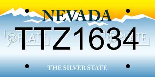 TTZ1634 Nevada License Plate