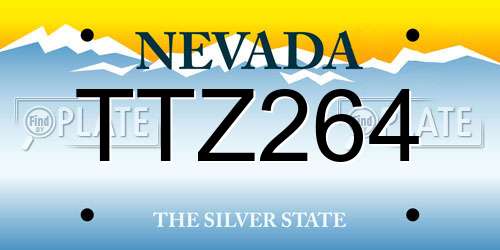 TTZ264 Nevada License Plate