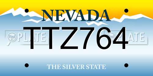 TTZ764 Nevada License Plate