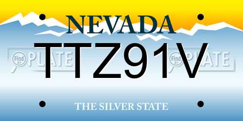 TTZ91V Nevada License Plate