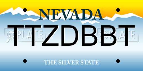 TTZDBBT Nevada License Plate