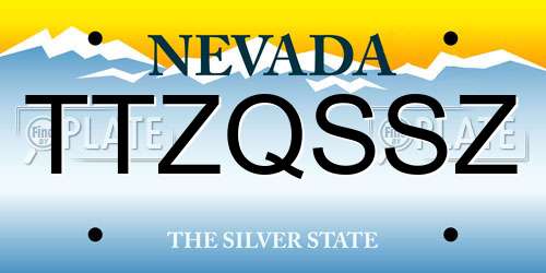 TTZQSSZ Nevada License Plate