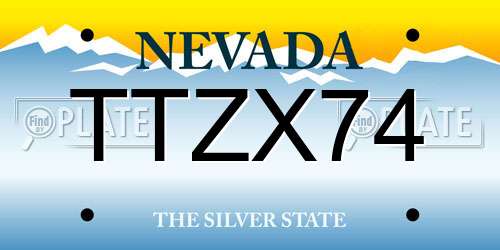 TTZX74 Nevada License Plate