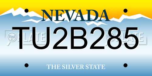TU2B285 Nevada License Plate