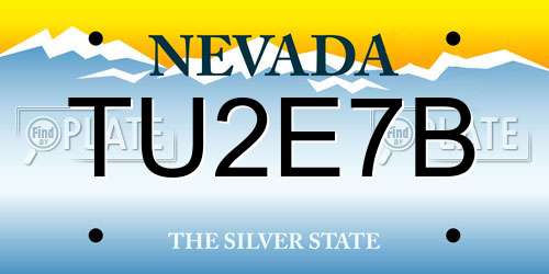 TU2E7B Nevada License Plate