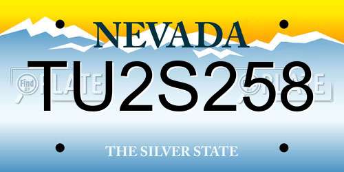 TU2S258 Nevada License Plate
