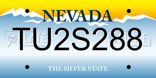 TU2S288 Nevada License Plate