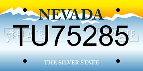 TU75285 Nevada License Plate