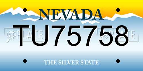 TU75758 Nevada License Plate