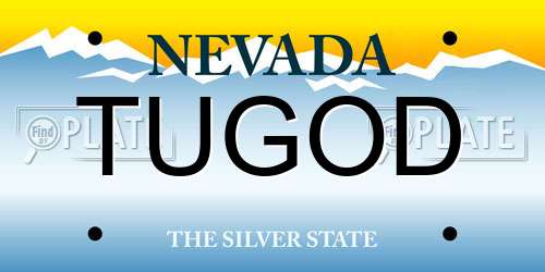 TUGOD Nevada License Plate