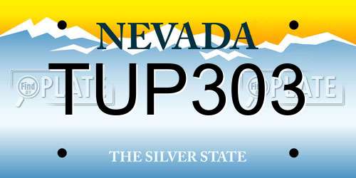 TUP303 Nevada License Plate