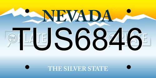 TUS6846 Nevada License Plate