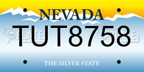TUT8758 Nevada License Plate
