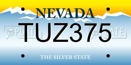 TUZ375 Nevada License Plate