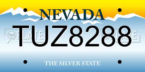 TUZ8288 Nevada License Plate